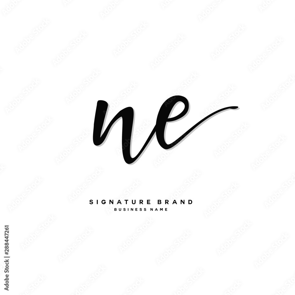 N E NE Initial letter handwriting and  signature logo concept design.