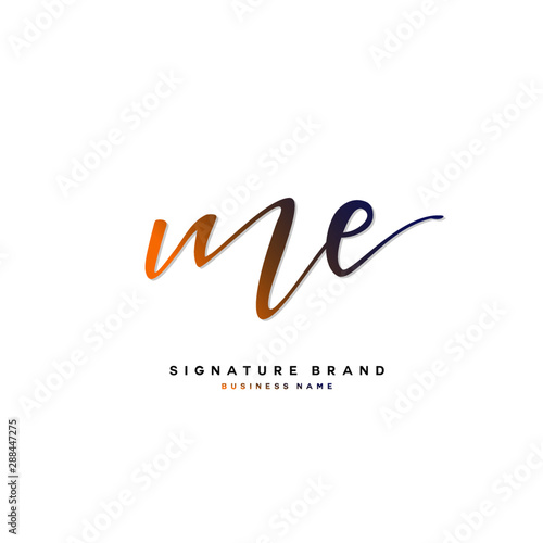 M E ME Initial letter handwriting and  signature logo concept design.