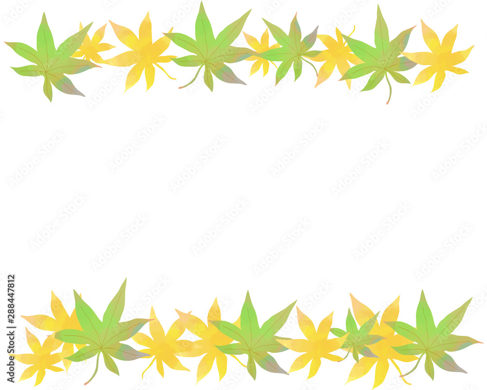 植物 グリーン 紅葉のライン枠 和風フレーム もみじのベクターイラスト Stock Vektorgrafik Adobe Stock