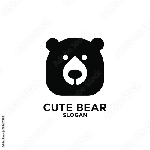 Cute black bear head logo icon designs vector illustration