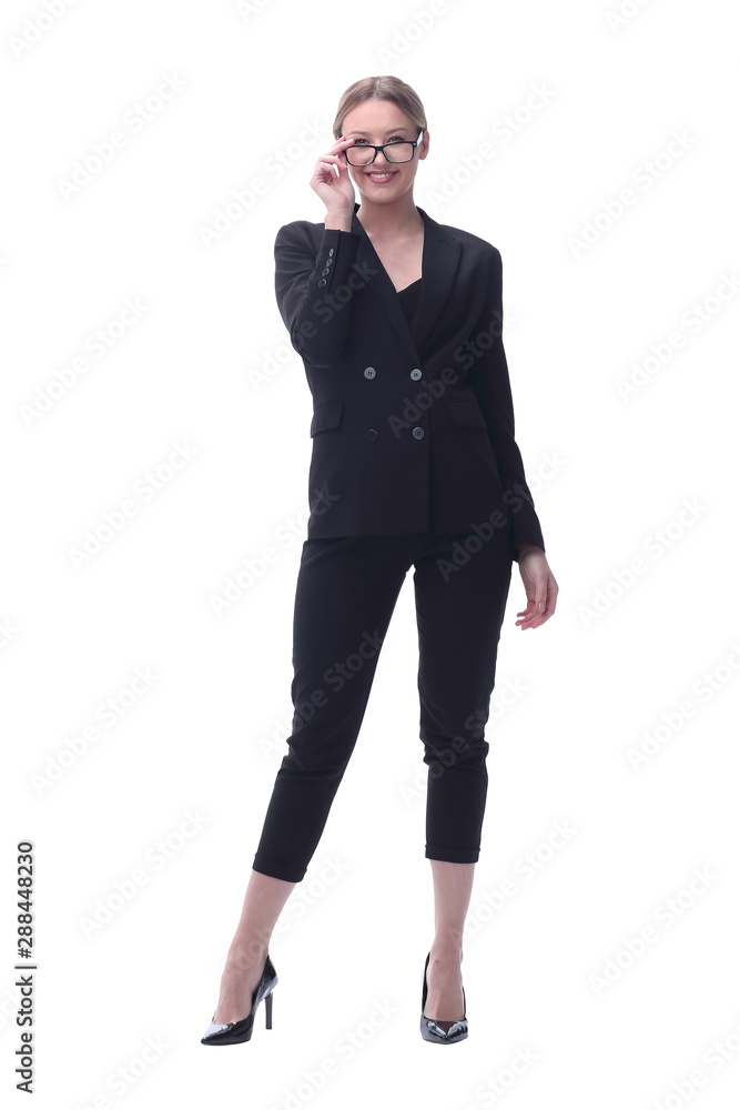 friendly businesswoman extending her hand for a handshake. isolated on white friendly businesswoman extending her hand for a handshake. isolated on white