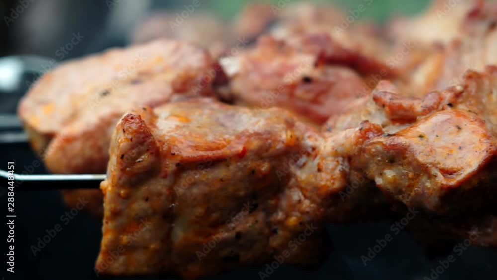 roast pork close-up on the grill roast pork close-up on the grill