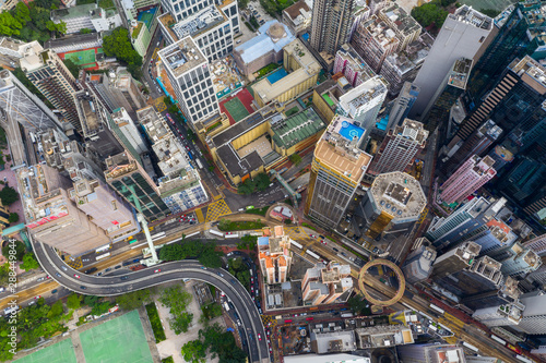 Top view of Hong Kong city © leungchopan