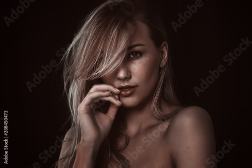 close up.portrait of a beautiful young woman.
