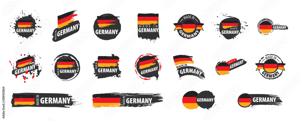 Germany flag, vector illustration on a white background - obrazy, fototapety, plakaty 