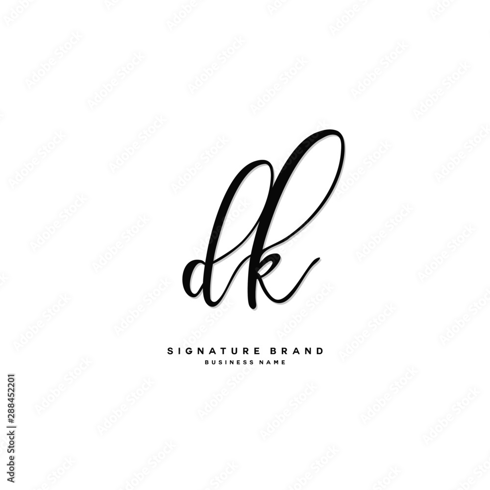 D K DK Initial letter handwriting and  signature logo concept design.