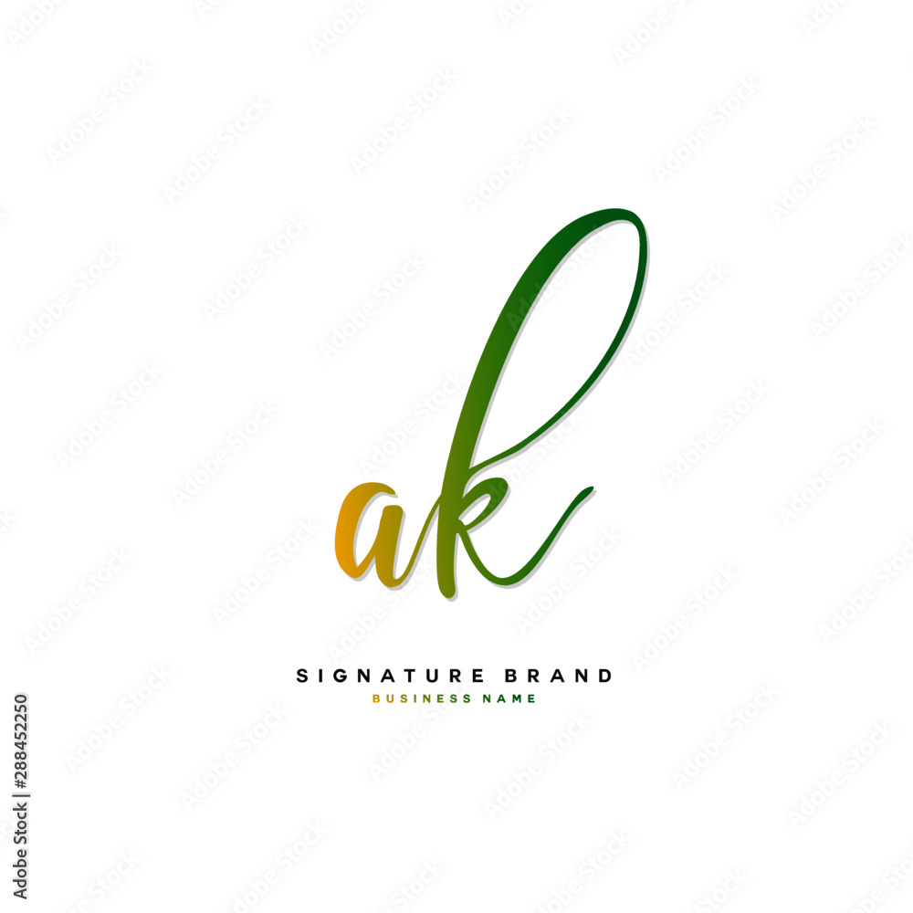 Fototapeta premium A K AK Initial letter handwriting and signature logo concept design.