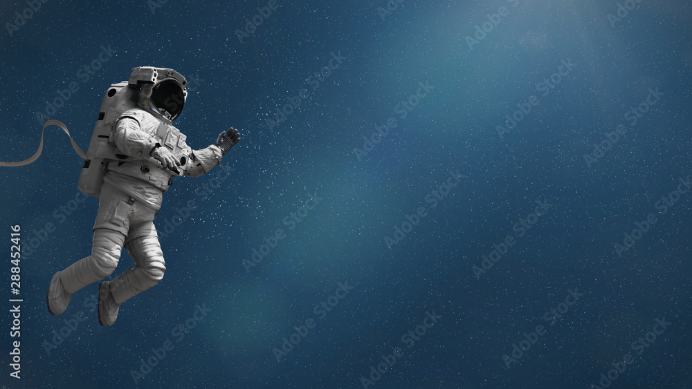 astronaut performing a space walk among the stars