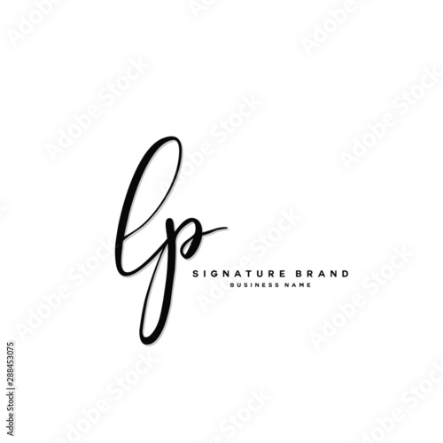 L P LP Initial letter handwriting and  signature logo concept design.