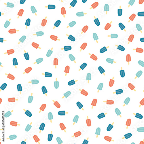 Seamless pattern with blue and red ice creams