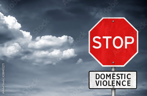 Stop Domestic Violence - road sign warning