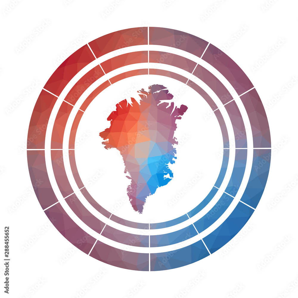 Greenland badge. Bright gradient logo of country in low poly style ...