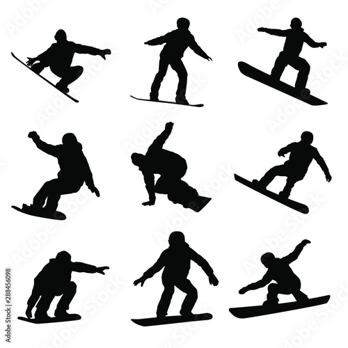 Silhouette of a snowboarder collection