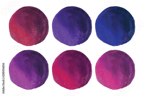 Watercolor Round Wine Color Circles Collection