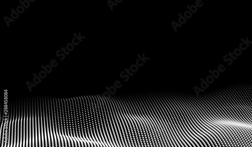 Big Data. Vector abstract futuristic digital landscape with particles dots and stars on horizon. computer geometric digital connection