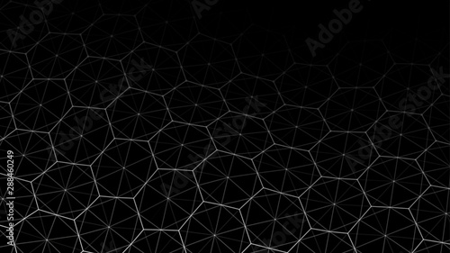 Big Data. Vector abstract futuristic digital landscape with particles dots and stars on horizon. computer geometric digital connection