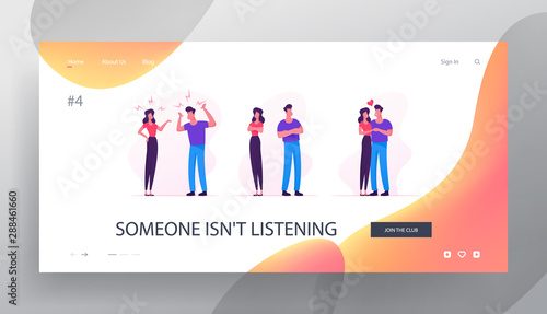 Family Life and Relations Website Landing Page. Man and Woman Quarrel, Swear and Reconciliation. Loving Couple Sorting Things Out. Love and Crisis Web Page Banner. Cartoon Flat Vector Illustration
