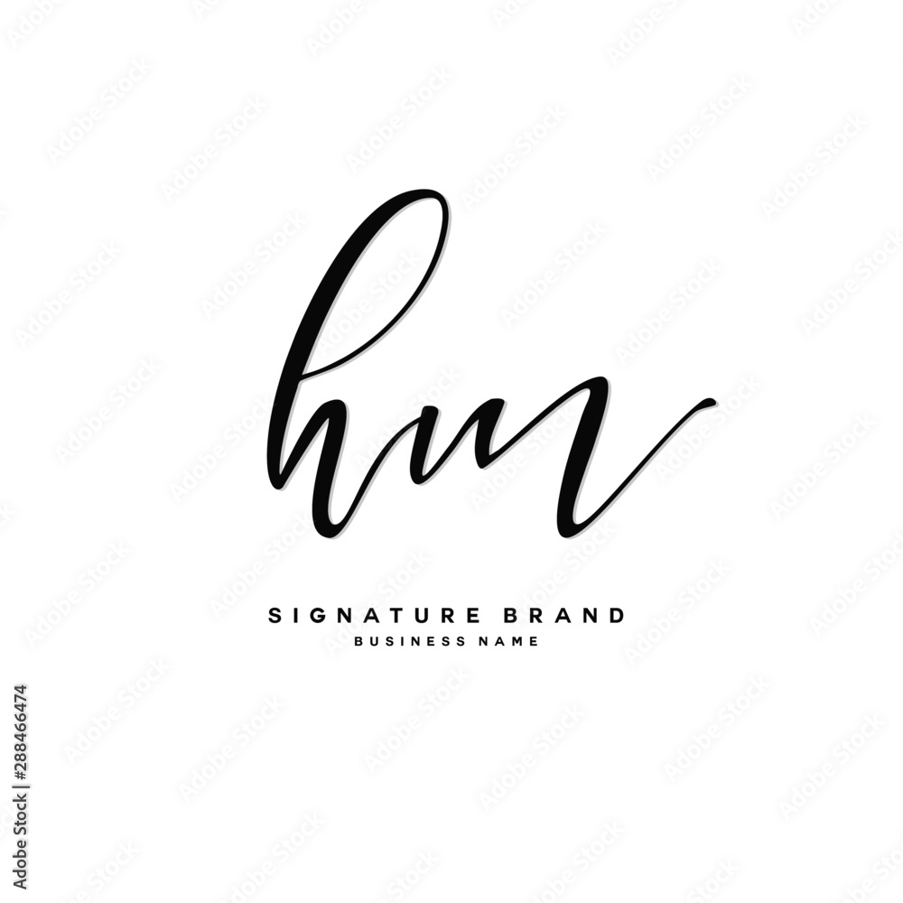 H M HM Initial letter handwriting and signature logo concept design. H M HM Initial letter handwriting and signature logo concept design.