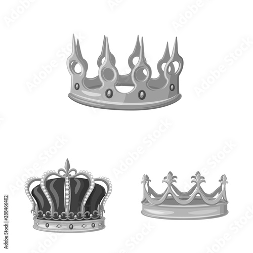 Vector illustration of jewel and vip icon. Set of jewel and nobility vector icon for stock.