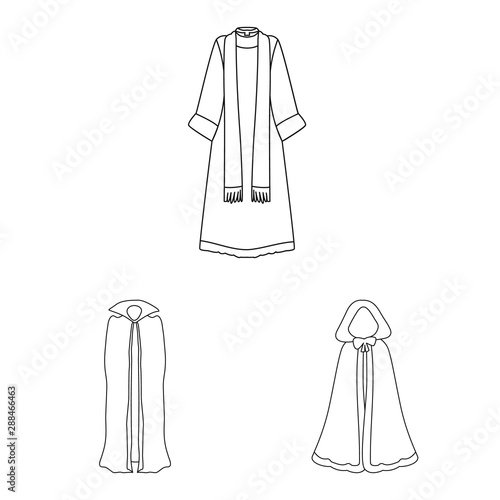 Vector illustration of robe and garment symbol. Set of robe and cloth vector icon for stock.