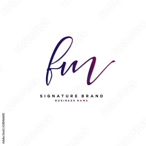 F M FM Initial letter handwriting and  signature logo concept design.