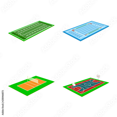 Isolated object of stadium and grass icon. Set of stadium and game stock vector illustration.