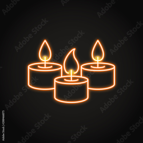 Tealight candles icon in neon line style