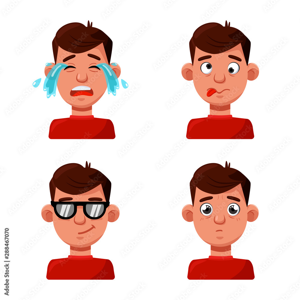 Isolated object of face and boy logo. Set of face and young stock vector illustration.