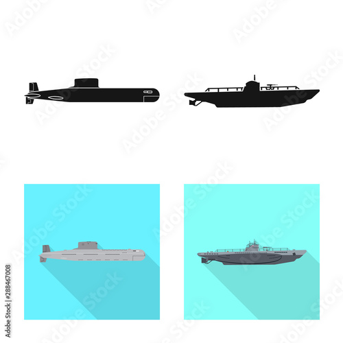 Vector illustration of war and ship logo. Set of war and fleet stock symbol for web.