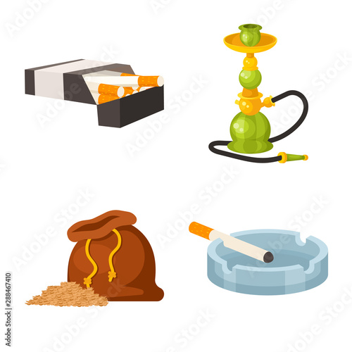 Vector illustration of tobacco and habit logo. Collection of tobacco and smoker vector icon for stock.