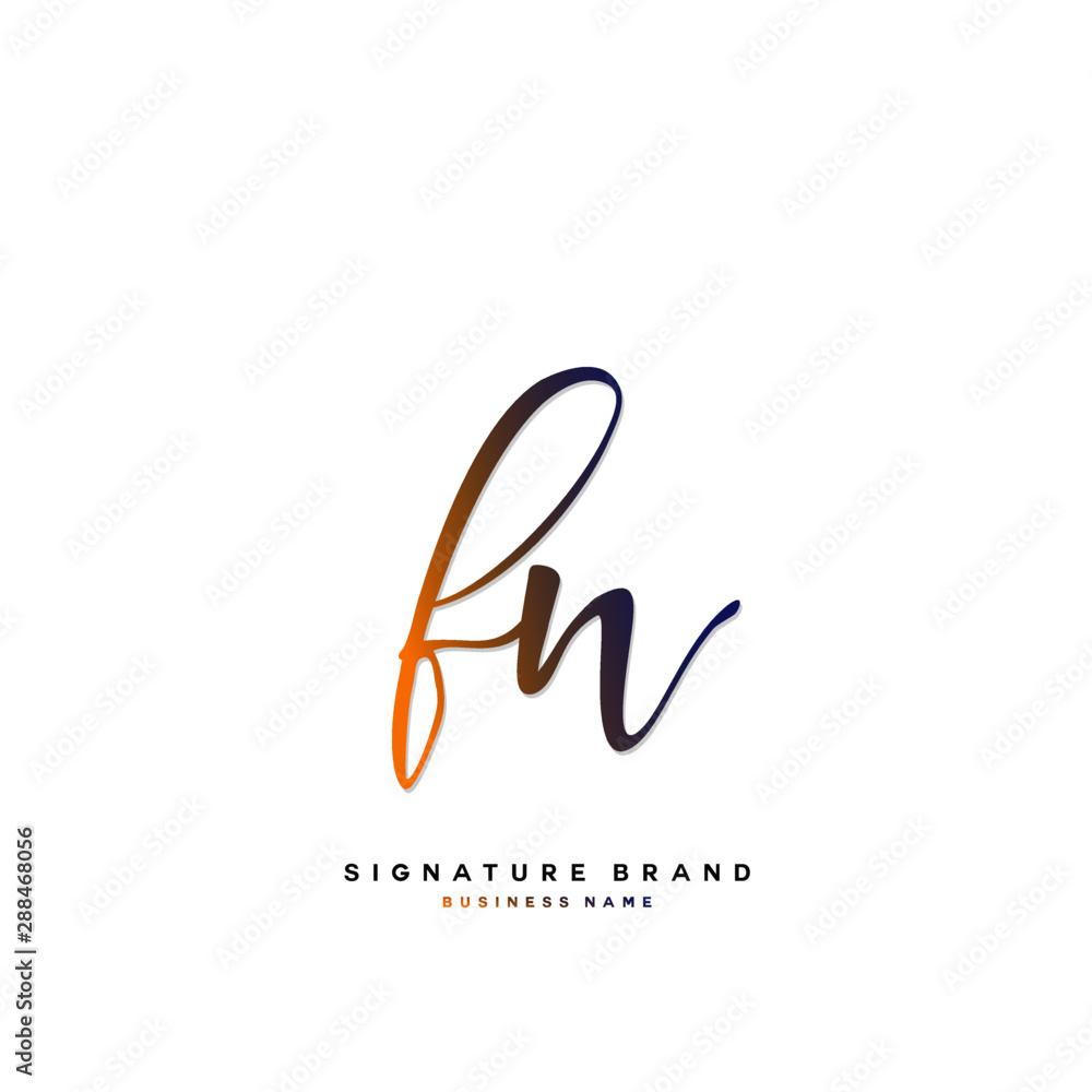 F N FN Initial letter handwriting and  signature logo concept design.