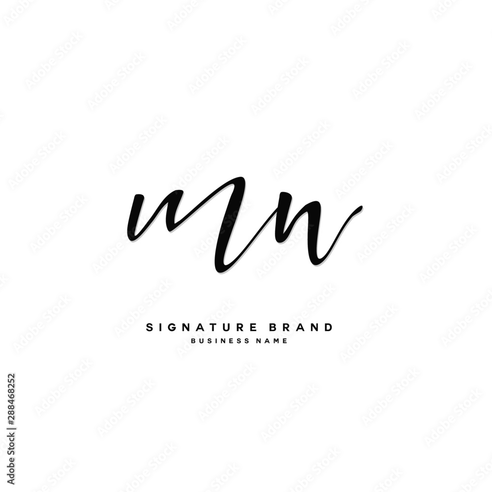 M N MN Initial letter handwriting and  signature logo concept design.
