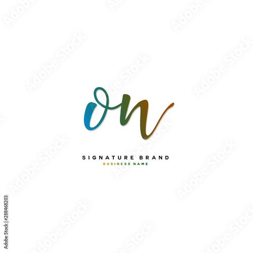 O N ON Initial letter handwriting and  signature logo concept design.