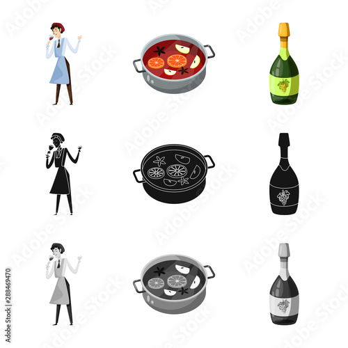 Vector design of farm and vineyard icon. Set of farm and product stock vector illustration.