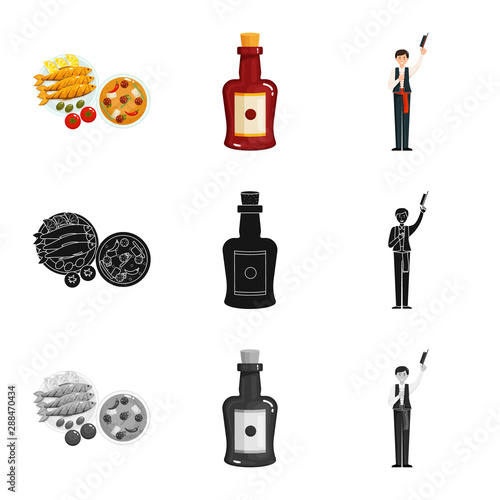 Vector design of and historic sign. Set of and country vector icon for stock.