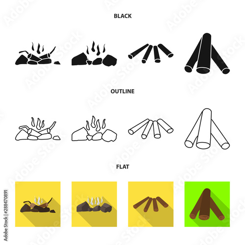 Vector illustration of material and logging icon. Set of material and forestry stock vector illustration.