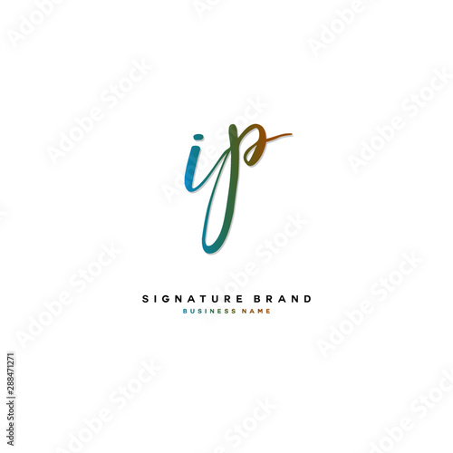 I P IP Initial letter handwriting and  signature logo concept design.