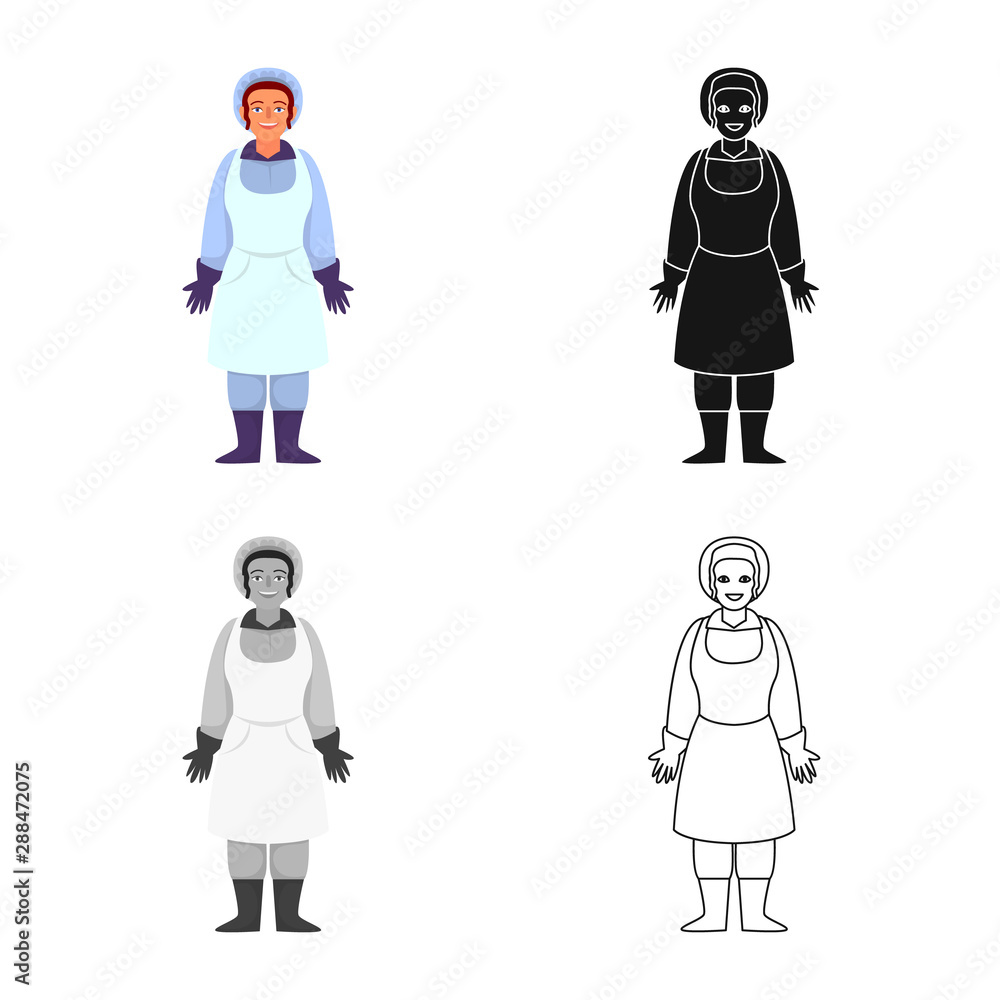 Vector illustration of worker and woman logo. Collection of worker and villager stock symbol for web. Vector illustration of worker and woman logo. Collection of worker and villager stock symbol for web.