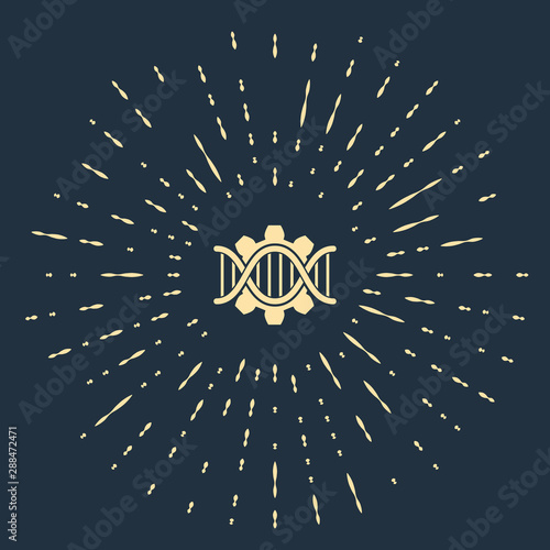 Beige Genetic engineering icon isolated on dark blue background. DNA analysis, genetics testing, cloning, paternity testing. Abstract circle random dots. Vector Illustration