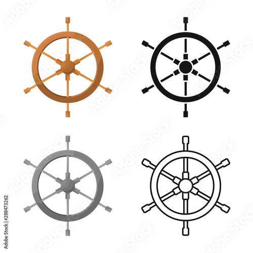 Vector design of wheel and ship icon. Set of wheel and navigation stock vector illustration.