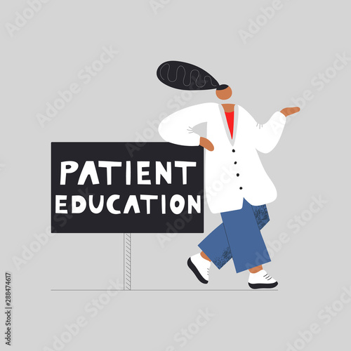 Patient education concept design with characters. Can use for web banner, cards, hero images. Flat vector illustration.