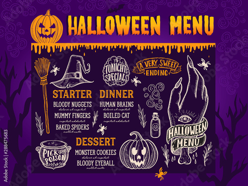 Halloween food menu for scary party holiday