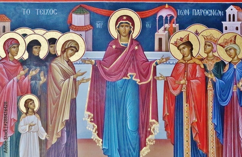 Maria inmitten der Heiligen, Meteora-Kloster, Griechenland