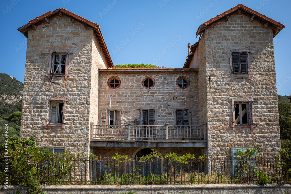 old abandoned mansion on island