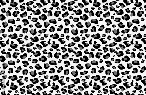 Gray, Black and White Leopard Fashion Seamless Pattern 