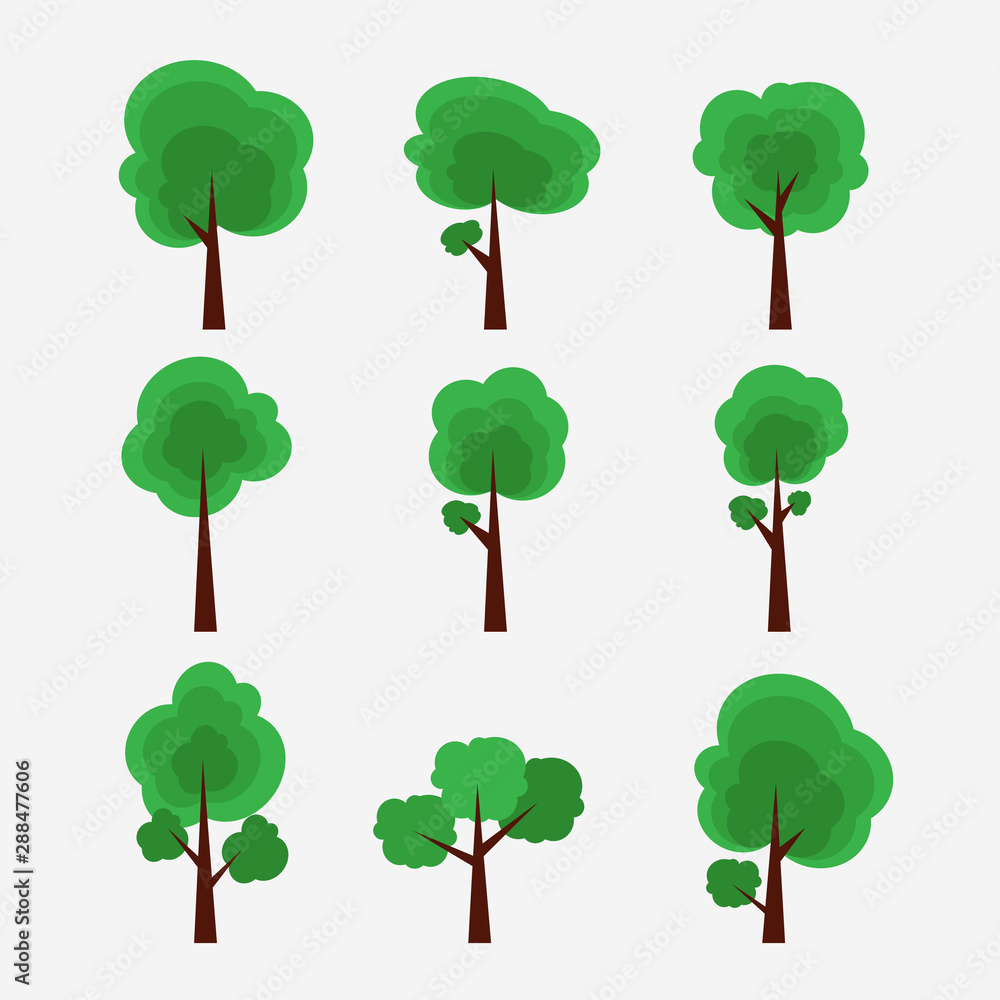 Simple nine Trees Materials Vector