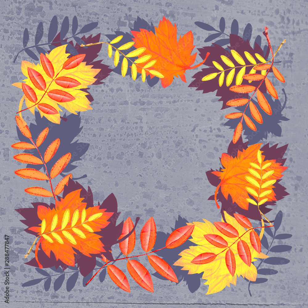 Autumn composition. Wreath made of autumn leaves Autumn composition. Wreath made of autumn leaves