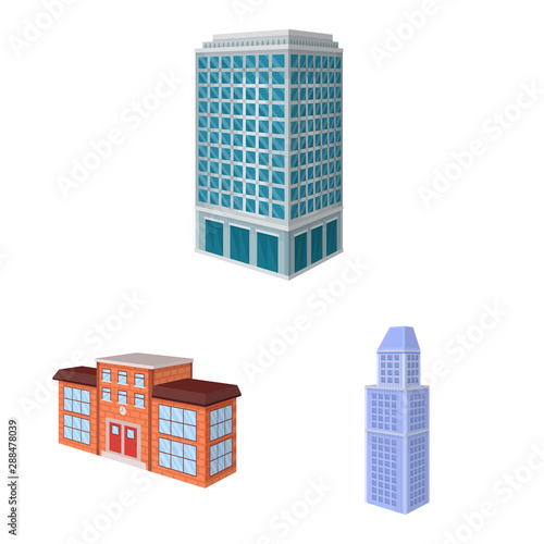 Vector illustration of city and build logo. Collection of city and apartment stock symbol for web.