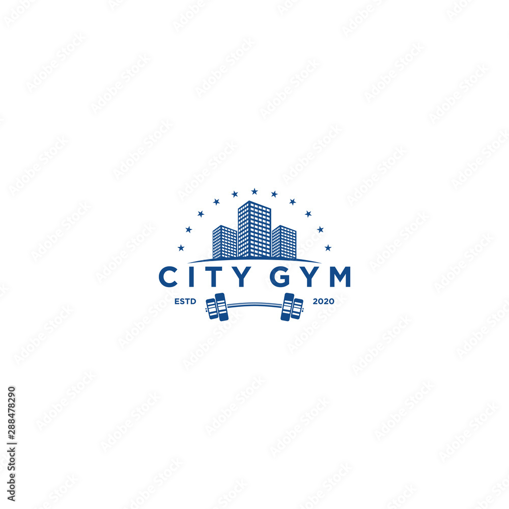 Gym logo design with the equipment icon