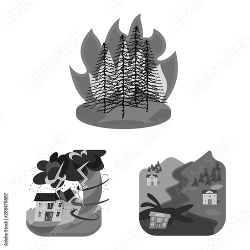 Vector illustration of nature and apocalypse sign. Set of nature and environment vector icon for stock.